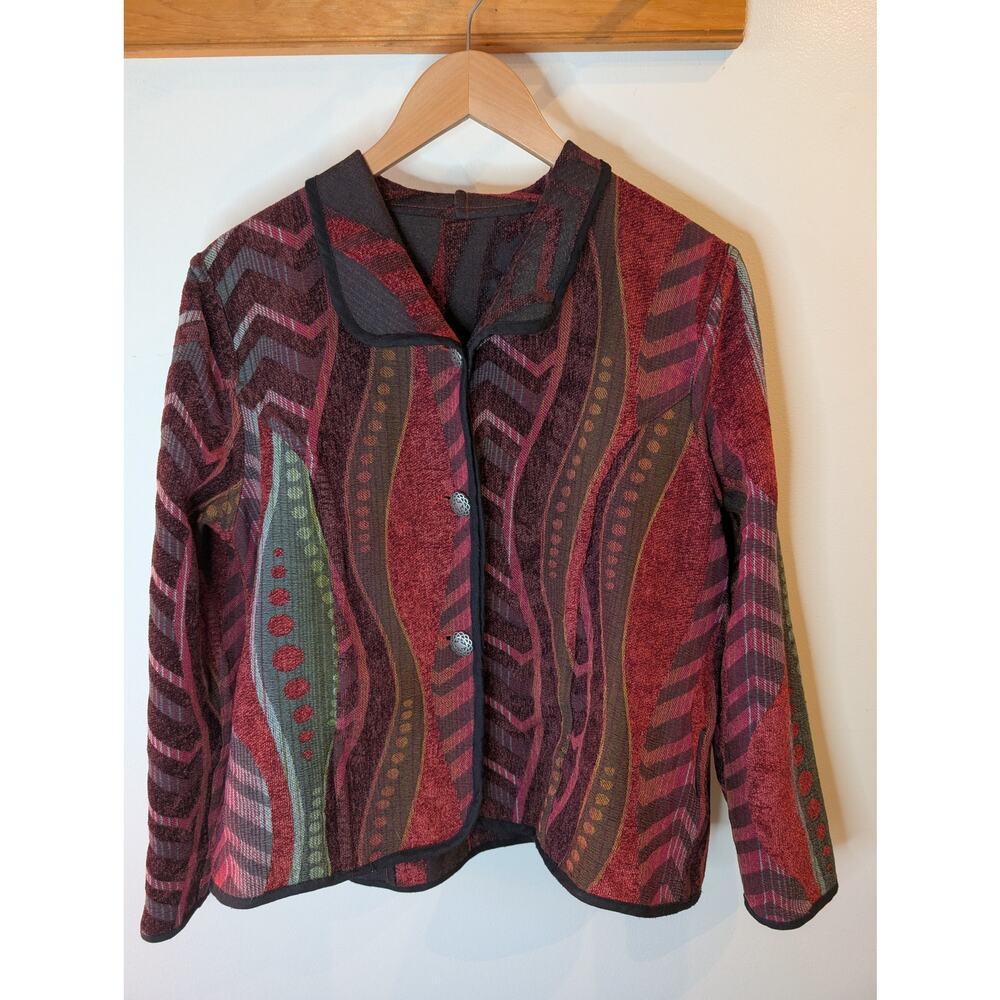 Reversibles Reversible Jacket Burgundy Southwestern Tribal Print Artsy Boho M